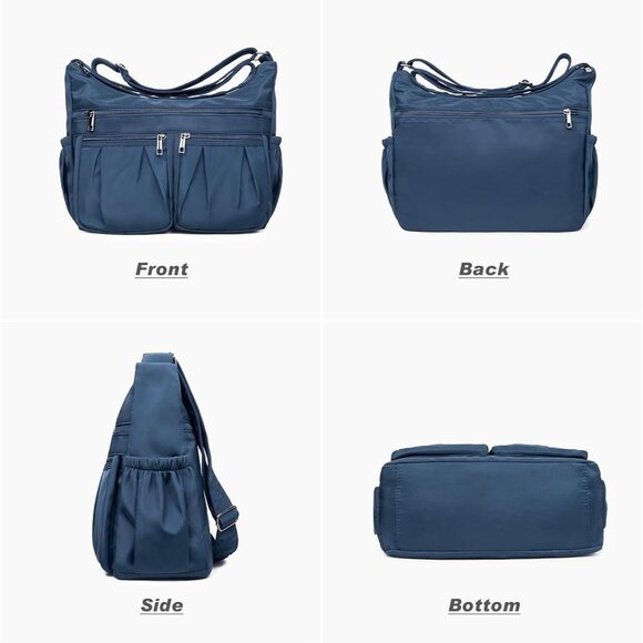 Women Dark Blue-l Nylon Water Resistant Anti Theft Travel Crossbody Shoulder Bag - Picture 5 of 7